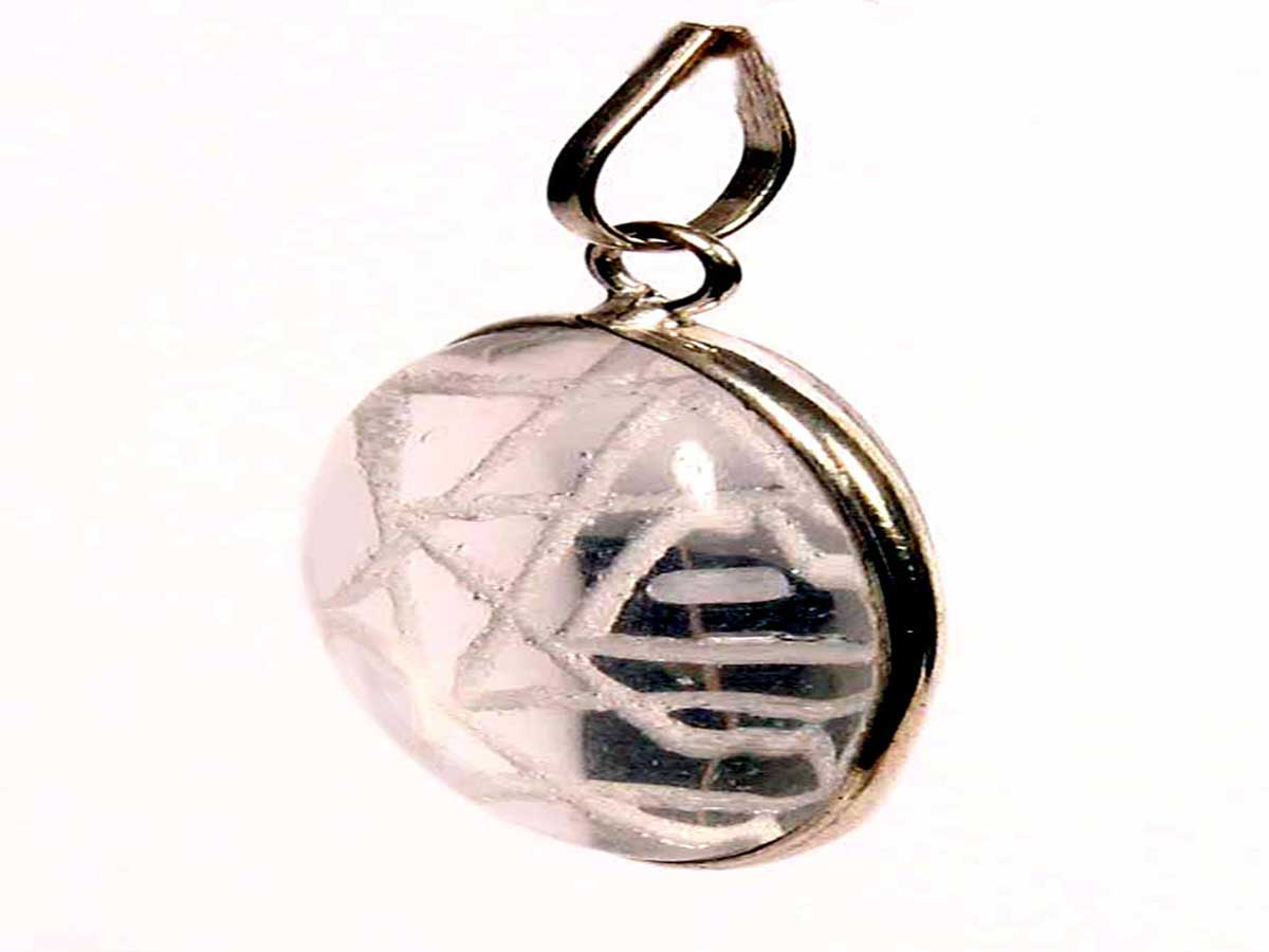 A crystal Shri Yantra locket