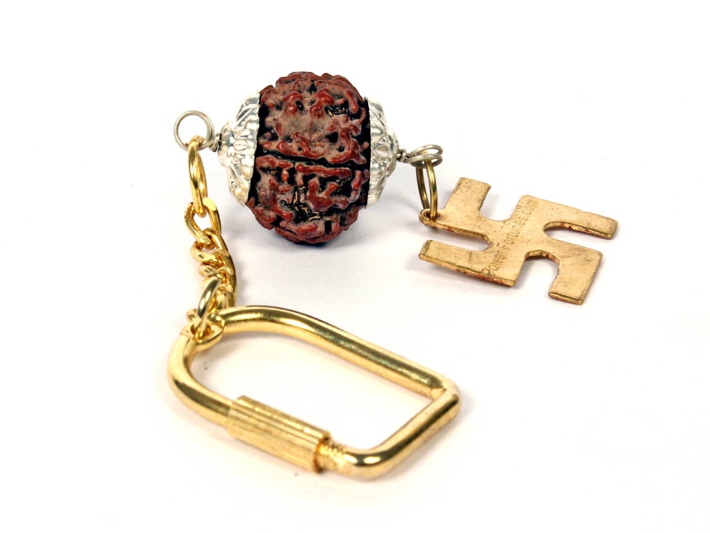 Lucky charm Rudraksh - Swastik key ring